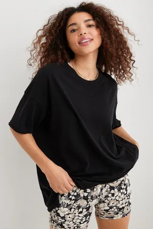 Aerie Crewneck Boyfriend Tee in Black Size Small Baggy Goth thumbnail 1