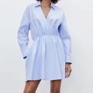 Zara oversized collared shirt dress v neck cotton Size XS thumbnail 3