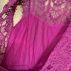 Free People Daydream Lace Magenta Fuchsia Open Back Mini Dress Small thumbnail 5