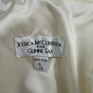 VTG Jessica McClintock Gunne Sax Gold Metallic Strapless Dress Gown Sz 9/10 thumbnail 4