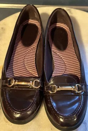Dexflex Comfort Burgundy/Purple Loafers W Front Gold Buckle & Padding S… thumbnail 1