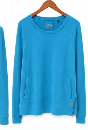 Lilly Pulitzer Luxletic Blue Pullover Sweatshirt Large Side Zip Pockets thumbnail 1