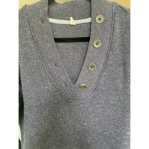 Anthropologie Daily Practice Oversized Button Henley Sweater Speckled Navy S thumbnail 5