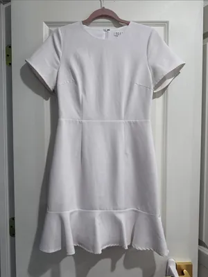 TCEC White Short Sleeve Ruffle Hem Dress Tunic thumbnail 1