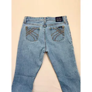 Levi Strauss SIGNATURE Juniors Size 9 Light Blue Denim Low Rise Flare Jeans thumbnail 7