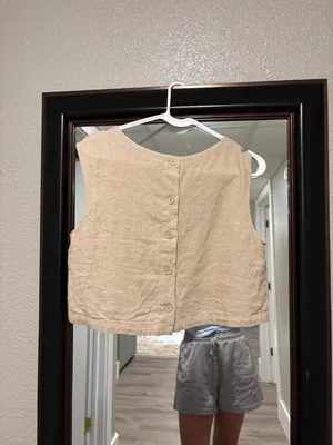 A New Day linen crop tank top thumbnail 3