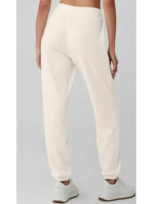 Alo Weekend Escape Joggers Ivory Waffle Thermal High-Rise Waist Cream Sweatpants thumbnail 2