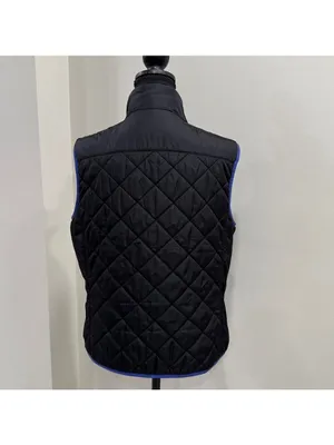 Lands end women’s medium black with blue trim puffer vest size M thumbnail 3