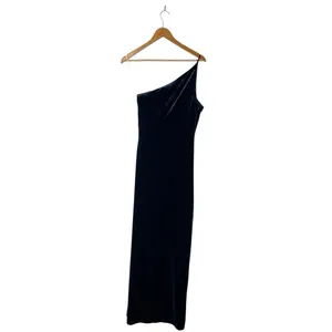 Lulu’s Elegant Era Dark Slate Blue Velvet One Shoulder Maxi Dress NWT thumbnail 5