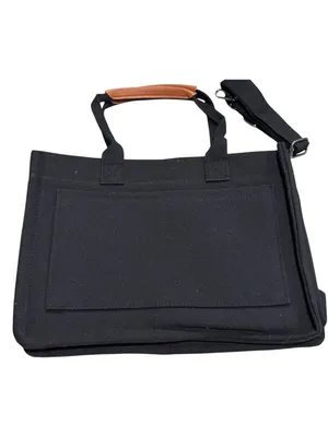 ZHMO Canvas Tote Bag With Pockets Crossbody Bags for Women in Black Purse thumbnail 5