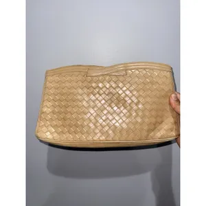 Vtg Morris Moskowitz Tan Nude‎ Handbag Purse Woven Leather Clutch 80s M thumbnail 2