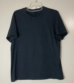 Lululemon blue navy short sleeve crew neck workout shirt large thumbnail 1