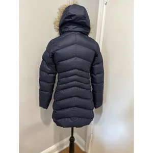 EUC Marmot Sz:XS Navy 700 Down fill Hooded Mid Length Parka Winter Coat Jacket thumbnail 2