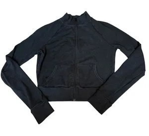 Skims‎ Women’s M Zip Up Track Jacket Charcoal Black Cropped Sporty Loungewear thumbnail 1