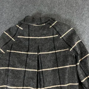 Zara Basic Womens Grey Plaid Wool Blend Swing Coat Jacket Size S Pleated Back thumbnail 10