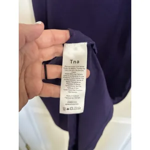 Aritzia TNA DePaul Deep Purple Plum Dress Bodycon Fitted Organic Cotton XXS thumbnail 6