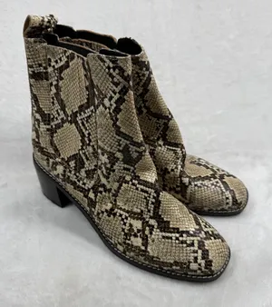 Nordstrom Snakeskin Print Ankle Boots‎ Square Toe Block Heel Chelsea Booties 7.5 thumbnail 1