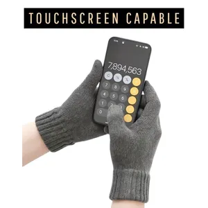 Unisex Alpaca Velvet Blend Winter Thermal Driving Gloves Gray Touchscreen LARGE thumbnail 3