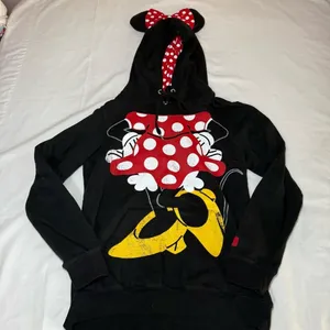 Disney Parks Minnie Mouse Hoodie Sweatshirt Ears Bow Women's Size Medium Graphic thumbnail 1