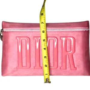 DIOR Logo Embossed Pink Sueded Top Zipper Clutch NWOT thumbnail 9