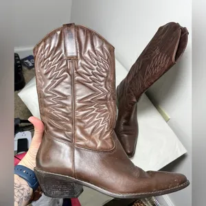 Womens sz 8M Matisse Chocolate Leather Point Toe Cowboy Western Pull Up Boots thumbnail 5