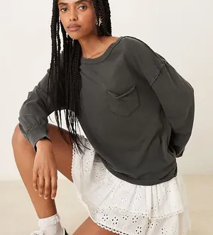 Free People We The Free Fade Into You Tee Size Medium NWT Washed Black‎ thumbnail 1