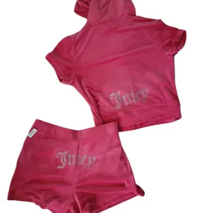 Juicy‎ Couture Watermelon Pink Velour Short Sleeve Hoodie & Shorts Set XL NWT thumbnail 2