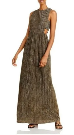 BCBGMAXAZRIA Metallic Cut out Evening Dress Sz Large thumbnail 1