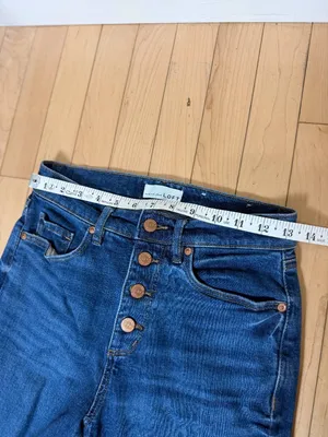 Loft Slim Pockets High Waist Skinny Button Front Raw Hem Denim Jeans Size 2 / 26 thumbnail 4