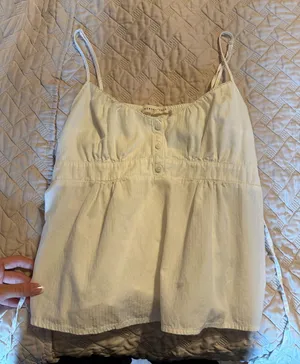 Aeropostale Babydoll Top White Tank Tie thumbnail 1