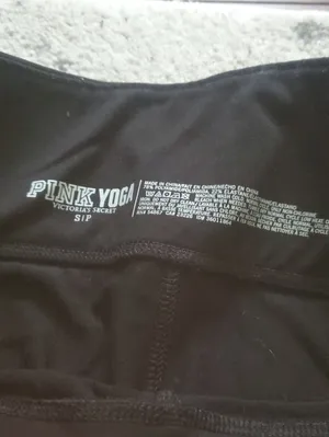 PINK Victoria's Secret Black Athletic Leggings with Purple Detail Size Small thumbnail 2