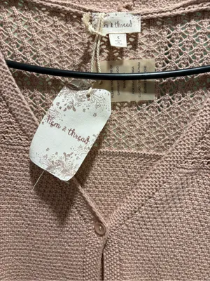 Hem & Thread Long Open Knit Cardigan - Taupe thumbnail 2