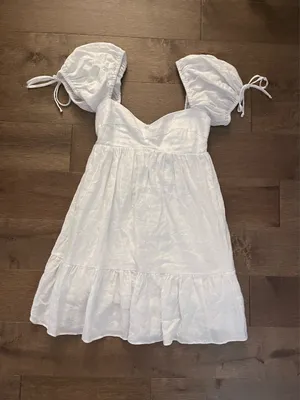 Boho Pink white linen Mini Dress thumbnail 2