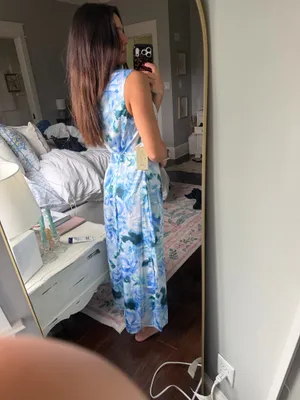 Blue silk dress wedding guest thumbnail 3