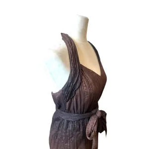 BCB Generation Halter Maxi Dress XS Brown Backless Hoco Sparkle Belted Ombre‎ thumbnail 8