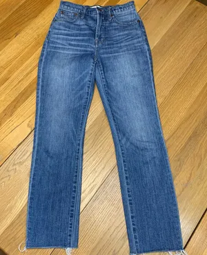 Madewell The‎ Perfect Vintage Jean High Rise Raw Hem Medium Wash Blue Size 24 thumbnail 1