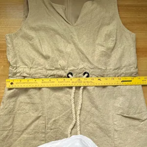 Maeve Flaxen Shimmer Linen Dress Anthropologie Nude Cream Size M / 10 thumbnail 6