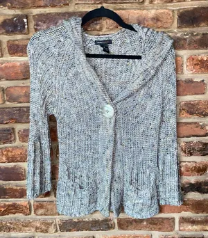 BCBGMaxAzria Green Knit Button Hooded Cardigan Sweater Women's Size Small thumbnail 1