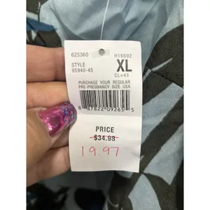 Motherhood Maternity NWT Blue/Blk Floral Sleeveless Blouse Size XL Tie Waist Side Zip thumbnail 3
