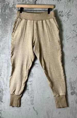 Varley Amberley Pant Pleated Sweatpants Women's Tan Heather Knit Joggers Small thumbnail 1