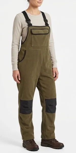 Overalls women’s Olive Green Fleece Adjustable Strap Snow Bibs Straight Leg thumbnail 1