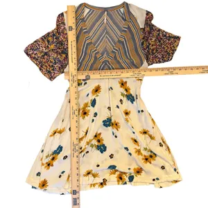 Free People Mini Dress Sunflower Striped 0 (XS) Rayon Flutter Sleeve Sundress thumbnail 8