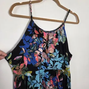 Lucy & Laurel Floral Maxi Dress Watercolor Sleeveless Vacation Braided XL thumbnail 8