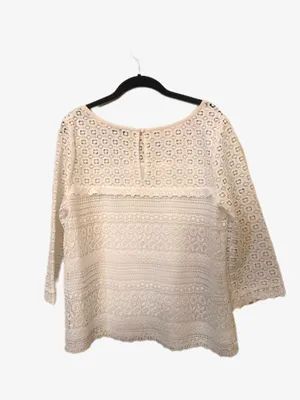 Joie Cream Lace Knit Crewneck Blouse thumbnail 3