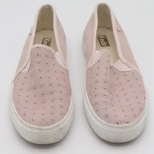 Keds Sneakers Womens 7.5 Pink Suede Eyelet Slip On Good thumbnail 3
