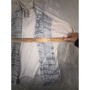 Dolan Anthropologie Mixed Tweed Open Front Cardigan Jacket Raw Edge Fringe S thumbnail 5
