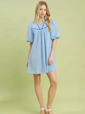 Umgee Seersucker Puff Sleeve Dress‎ thumbnail 5
