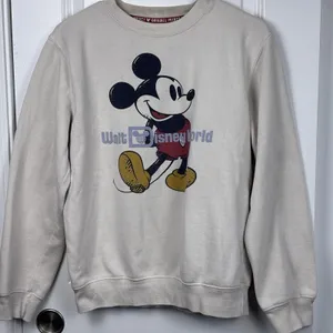 Disney Parks Walt Disney World Mickey Sweatshirt Cream Off White S Pullover Y2K thumbnail 2