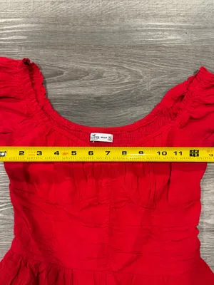 Hollister Women’s Red Smocked Romper Puff Sleeve Viscose Size XS thumbnail 5