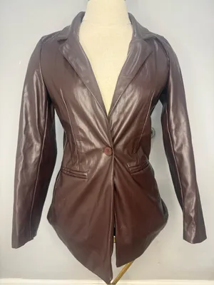 Princess Polly Chocolate Brown Faux Leather Blazer thumbnail 5
